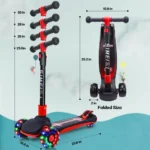 3 Wheels Kids Scooter for Boys Girls Ages 3-12 Years Old with Adjustable Height Flashing LED Lights Folding Kick Scooter - Image 7