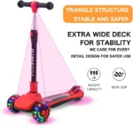 3 Wheels Kids Scooter for Boys Girls Ages 3-12 Years Old with Adjustable Height Flashing LED Lights Folding Kick Scooter - Image 6