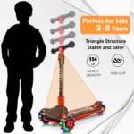 3 Wheels Kids Scooter for Boys Girls Ages 3-12 Years Old with Adjustable Height Flashing LED Lights Folding Kick Scooter - Image 5