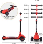 3 Wheels Kids Scooter for Boys Girls Ages 3-12 Years Old with Adjustable Height Flashing LED Lights Folding Kick Scooter - Image 4