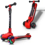 3 Wheels Kids Scooter for Boys Girls Ages 3-12 Years Old with Adjustable Height Flashing LED Lights Folding Kick Scooter