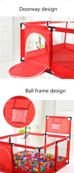 Kids Playpen with 30 Plastic Balls Kids Ball Pit Baby Playpen with Basketball Hoop Breathable Waterproof Oxford Cloth with Zipper Steel Frame With 30 Balls - Image 19