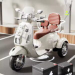 Dual Seater 12V Vespa Ride-On Scooter for Kids Safety 3 Wheels Rechargeable Electric Bike for Samll Children Age 3-8 Years - Image 4