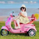 Dual Seater 12V Vespa Ride-On Scooter for Kids Safety 3 Wheels Rechargeable Electric Bike for Samll Children Age 3-8 Years - Image 6
