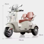 Dual Seater 12V Vespa Ride-On Scooter for Kids Safety 3 Wheels Rechargeable Electric Bike for Samll Children Age 3-8 Years - Image 5