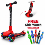 Kids 3-Wheel Foldable Scooter with FREE Kids Digital Watch
