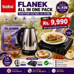 FLANEK All-in-One Pack – Electric Kettle + Portable Gas Stove