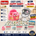 Baby Essentials Pack – Baby Bear Seat + Baby Rocker + Foldable Play Mat